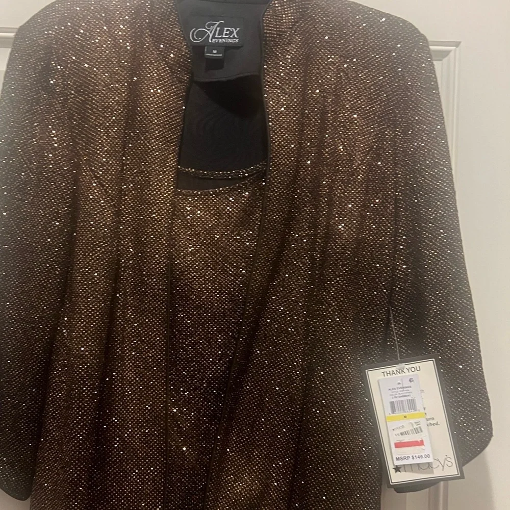 Alex Evenings Bronze Shimmer Jacket and Top Set - Picture 4 of 4